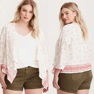 Torrid • Border Print Open Front Twill Jacket